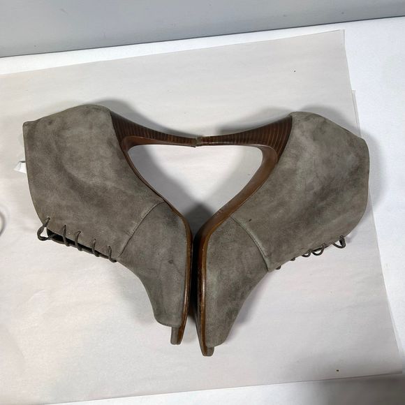 J Crew Archer Italy Suede Peep Toe Ankle Bootie Heels Womens 10 - Picture 7 of 11